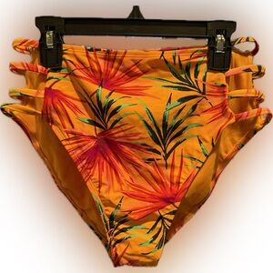 Xhilaration High waisted swim bottom size M yellow/orange.